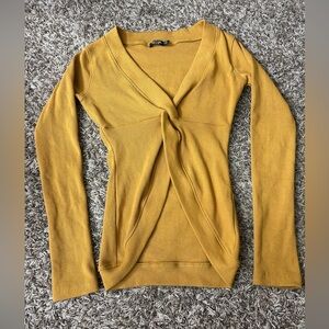 Nasty Gal Ribbed Twist Front Long Sleeve Top Sz 0